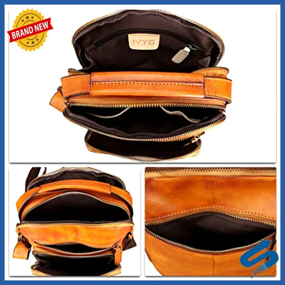 Genuine Leather Messenger Bag Crossbody Shoulder Satchel Medium Size